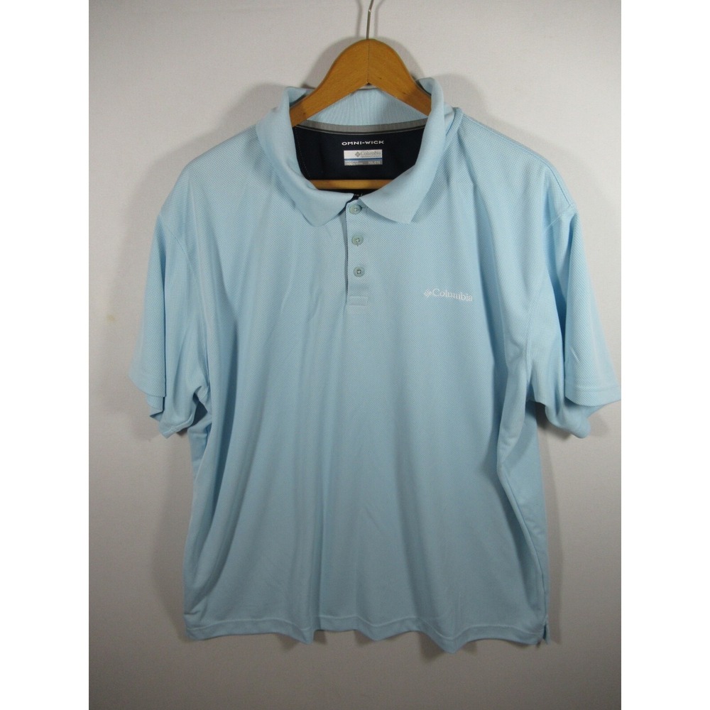 Columbia Omni Wick Polo Shirt Men 2XL Blue Short Sleeve
